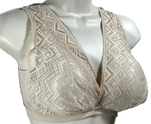 NWOT DKNY Women's XL Pure Unlined Wireless Lace Bralette DK7596 Cashmere - Picture 1 of 9