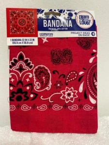 Horizon Red, White, & Black Bandana - New 22 inch by 22 inch 100% Cotton - Picture 1 of 1