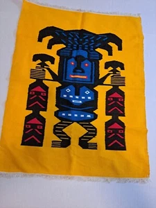 Vintage Indianer Volkskunst Wollteppich Flachgewebe Bild Überwurf - Bild 1 von 4