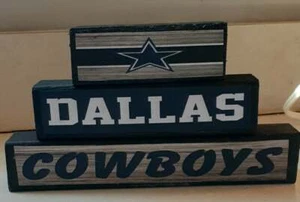 Dallas Cowboys 3PC free standing wood stackable signs football father nfl ball - Picture 1 of 1