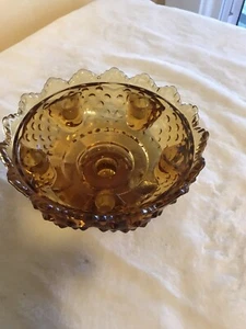 Vintage FENTON AMBER Schuhnagel Glas Kerzenhalter Schale mit Fuß, top - Bild 1 von 4