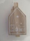 Natural Wooden Note Peg Plaque House Shaped Sweet Home