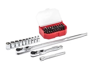 GearWrench 45pc 1/4"dr Slim Head Ratchet Bit and Socket Mechanics tool Set 81032 - Picture 1 of 1