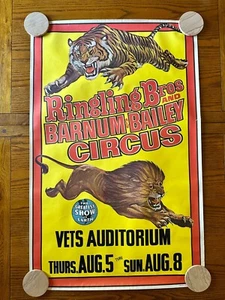 Póster de circo Ringling Bros Barnum Bailey 1969 grande 42,5" x 27" ¡original! - Imagen 1 de 16