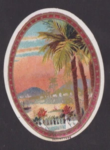Ancienne petite étiquette Lytho Médaillon Cigare BN136861 Bâteau Palmier - Bild 1 von 1