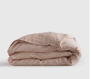 NWOT QUINCE EUROPEAN LINEN TWIN DUVET COVER ONLY STRIPE TERRACOTTA 100% FLAX - Picture 1 of 9