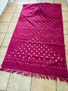 Fabindia Bright Pink Shawl w/ Tassels, Tie Dye, Wool? Large, 36" x 80", Fab! - Picture 1 of 6