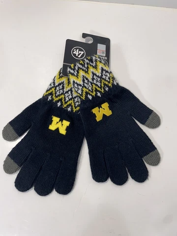 Michigan Wolverines College Football Knit Gloves 47 Brand Cover