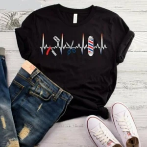 Barber Heartbeat, barber shirt, gift for barber, funny shirt, hair stylist shirt - Picture 1 of 14