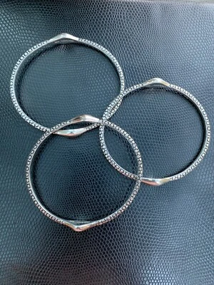 Michael Dawkins 7-1/2" Bangle Bracelet in Sterling Silver Set Of 3 - Image 1 of 3