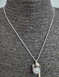 KARL LAGERFELD Halskette Paris Cry Choupette Katze klar Strass Anhänger neu mit Karton - Bild 1 von 9