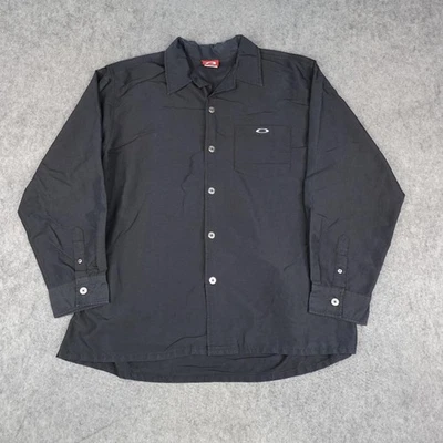 Vintage Oakley Shirt Mens Large Black Long Sleeve Metal Button Up Logo Y2K 00s - Image 1 of 4