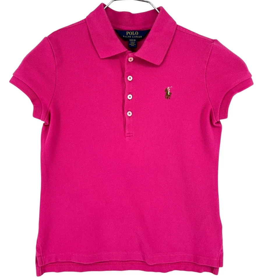 RALPH LAUREN Kids Girls Polo Shirt T-Shirt Pink Size 8-10 y.o. M - Image 1 of 4