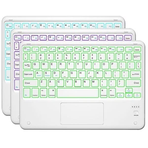 Bluetooth Tastatur Slim 7 Farben Hintergrundbeleuchtung Kabellos - Weiß - Bild 1 von 5