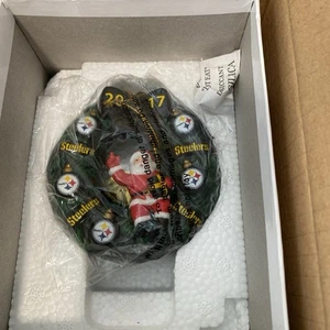 Pittsburgh Steelers 2017 Danbury Mint Ornament Kranz mit Weihnachtsmann BRANDNEU in BOX - Bild 1 von 3