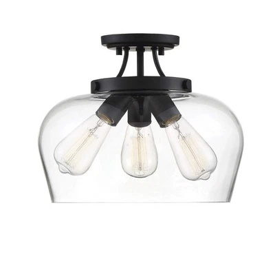 Savoy House 6-4035-3 Black Octave 3-Light 13"W Semi-Flush Ceiling Fixture Foto 1 de 4