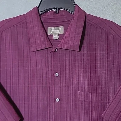 Camisa abotonada de manga corta púrpura rica de FOUNDRY SUPPLY CO. para hombre - talla 2XL Foto 1 de 4