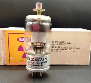 JAN4C35A Electron Tube 5960-00-552-8277 4C35A JAN-CADK ORIGINAL BOX NOS 1963 - Zdjęcie 1 z 10