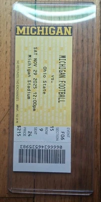 2025 Michigan Wolverines vs Ohio State Buckeyes Football Ticket Stub - Image 1 of 4