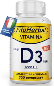 Vitamina D 2000 UI ALTO DOSAGGIO 500 Compresse, Integratore Vitamina D3 2000 UI - Foto 1 di 12