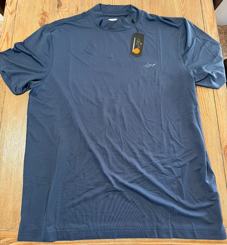Greg Norman Short Sleeve Mock Turtleneck - Navy - Large - NEW - Image 1 of 1
