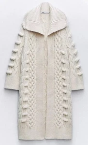 ABRIGO ZARA TEJIDO TEXTURIZADO GRUESO NUEVO CON ETIQUETAS CRUDO 3859/118 Talla S - Imagen 1 de 6