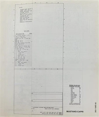 1980 Ford MUSTANG Mercury Capri Foldout Cableado OEM Eléctrico Esquemáticos - Imagen 1 de 4