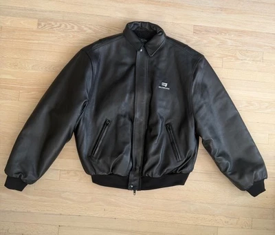 Balenciaga Demna Sport B Taxi Blouson Leather Bomber Jacket - Image 1 of 4