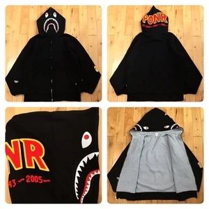 2024 BAPE 2nd Shark full zip hoodie a bathing ape PONR Black Size XL - Picture 1 of 10