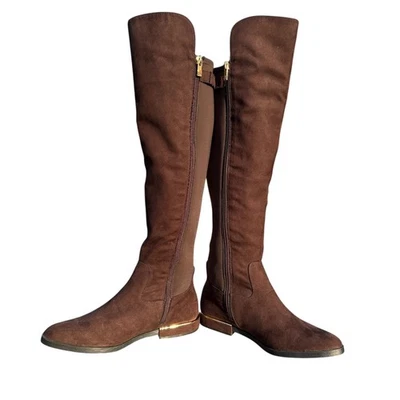 Calvin Klein Presley Riding Boots Women's US 6 Brown Suede Over-Knee 34E09027 - Image 1 of 4