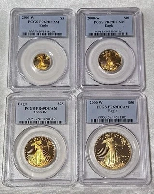 2000 W 4 PC (1.85 OZ) PROOF GOLD EAGLE SET PCGS PR69 DCAM - Image 1 of 2