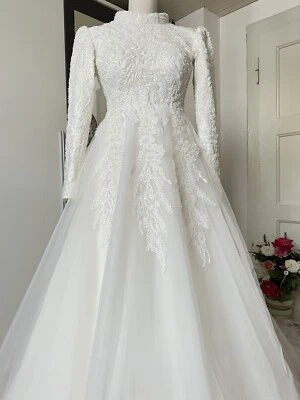Wedding Dress Brautkleid Hochzeitskleid 34 36 S M Tüll Gelinlik Spitze Tesettür - Bild 1 von 4