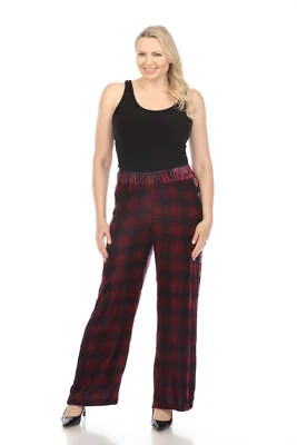 Pantalones Johnny Was JWLA Cuadros Bordados Terciopelo Pierna Ancha Boho Chic J61124 Foto 1 de 4