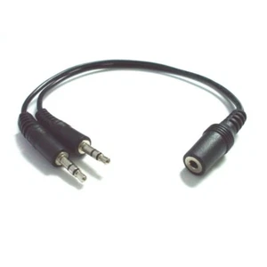 1 Female 4 Pole TRRS Headset Audio Mic to 2 X Male 3 pole TRS 3.5mm Converter - Picture 1 of 2