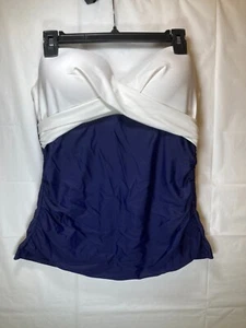 ISLAND ESCAPE Colorblocked Underwire Tankini Top sz 14 Navy Blue Swimwear - Picture 1 of 16