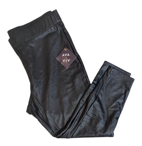 Ava & Viv Women's Size 2X Black Faux Leather Pants - Picture 1 of 4