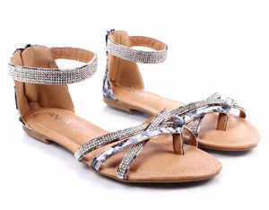 Black Mulit Floral Print Zip Open Sexy Rhinestones Ankle Strap Womens Sandals - Picture 1 of 10