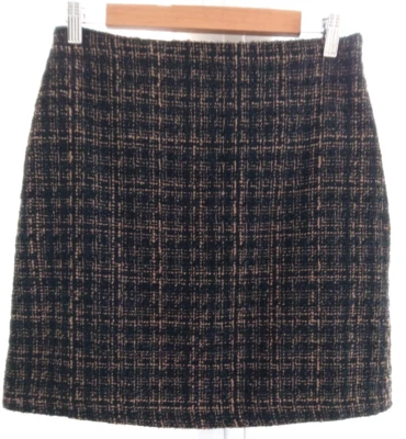 Papaya Boucle Short Skirt Women's Black & Gold Check Lined Shimmer Mini Size 10 — 第 1/4 张图片