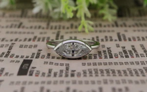 Marquise Bezel Set East West Moissanite Engagement Ring In S925 Sterling Silver - Picture 1 of 7