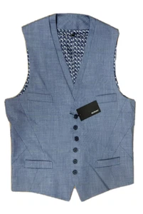 $79.50 Murano Plaid Vest Polyester-Viscose Blue size Small - Picture 1 of 2