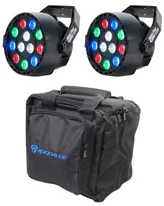 (2) Eliminator Mini Par RGBW LED DMX Par Wash Lights+Bag For DJ/Stage/Clubs/Bars - Picture 1 of 12
