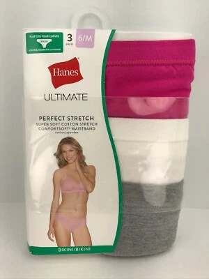 Women’s Hanes Underwear, Pink Bikini 95% Cotton, Size 6, 3 Pack, MSRP $22 💃 - Image 1 of 4