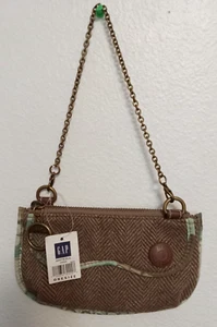 Vintage GAP Retro Herringbone Wool Tweed Baguette Purse/Bag/Handbag, Brown-NWT - Picture 1 of 8