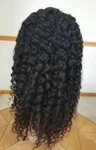 "20"Classic Kinky Curly Lace Front Human Hair Wig Natural Color - Afbeelding 1 van 12