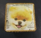 Pomeranian Pom Small Bling Trinket Box  2 1/4 x 1 3/4 inches Vintage Dog  