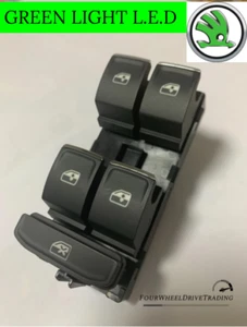 Master Power Chrome Window Switch Drivers For Skoda Superb Octavia Green light - Picture 1 of 3