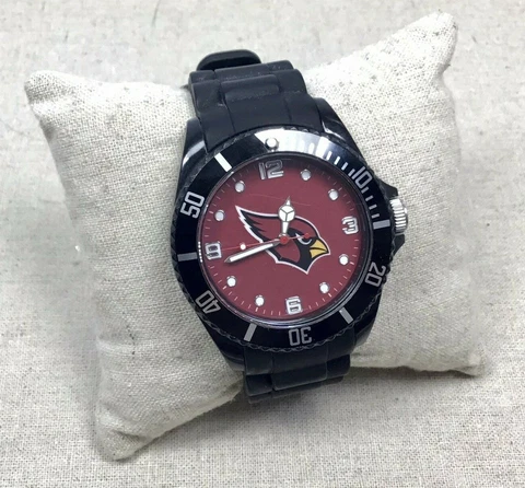 Men's Sparo NFL Watch - ARIZONA CARDINALS - Black Silicone Band, NEW BATTERY Cover