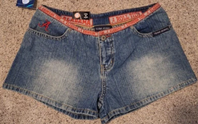 Womens Alabama Crimson Tide Blue Denim Shorts Sz 4 NWT  Roll Tide Team Jeans - Image 1 of 4