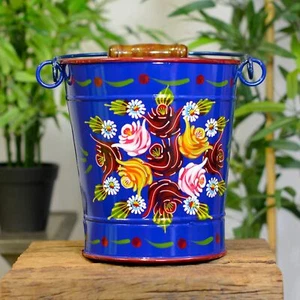 Large Blue Narrowboat Hand Painted Bucket - 23cm - Picture 1 of 2
