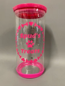 Nuevo en caja frasco de almacenamiento de alimentos de vidrio grande rosa personalizado para perro cachorro gato 2 litros - Imagen 1 de 4